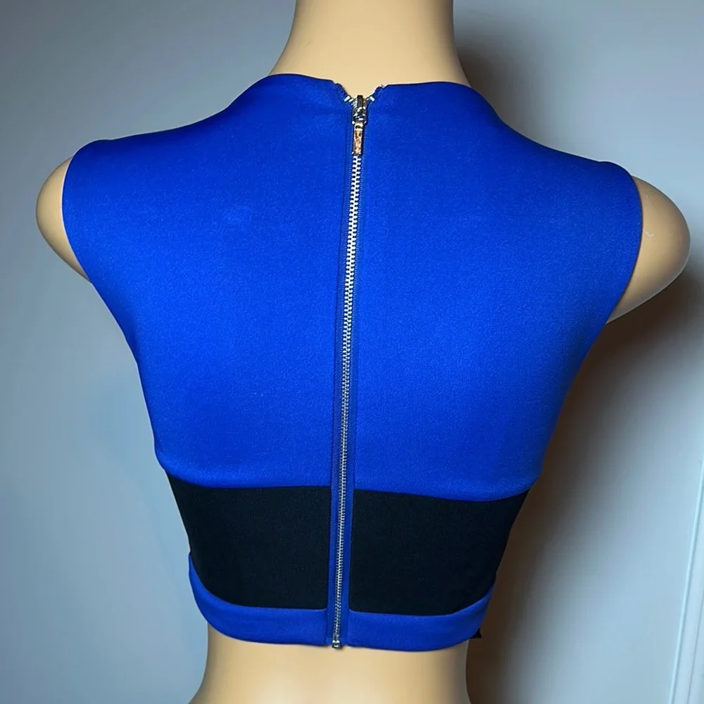 Bebe Blue and Black and Blue Crop Top